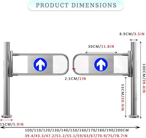 Stainless Steel Automatic Swing Gate for Supermarket Entrances - Self-Closing Two-Way Door with Safety Guardrail for Yards, Manual Pedestrian Access, 180cm x 100cm in Saudi Arabia