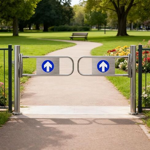 Stainless Steel Automatic Swing Gate for Supermarket Entrances - Self-Closing Two-Way Door with Safety Guardrail for Yards, Manual Pedestrian Access, 180cm x 100cm in Saudi Arabia