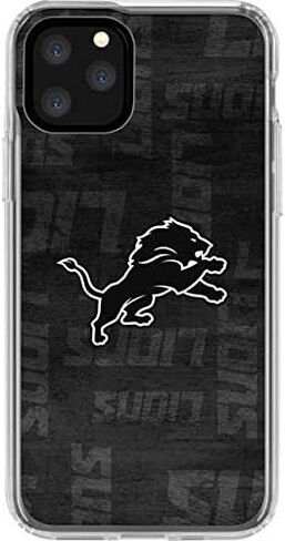 حافظة هاتف Skinit الشفافة متوافقة مع iPhone 11 Pro - تصميم أسود وأبيض مرخص رسميًا من NFL Detroit Lions in Saudi Arabia