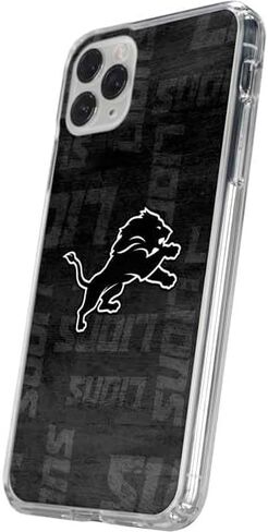 حافظة هاتف Skinit الشفافة متوافقة مع iPhone 11 Pro - تصميم أسود وأبيض مرخص رسميًا من NFL Detroit Lions in Saudi Arabia