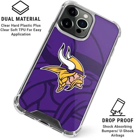 حافظة هاتف Skinit الشفافة متوافقة مع iPhone 15 Pro - تصميم رؤية مزدوجة مرخص رسميًا من NFL Minnesota Vikings in Saudi Arabia