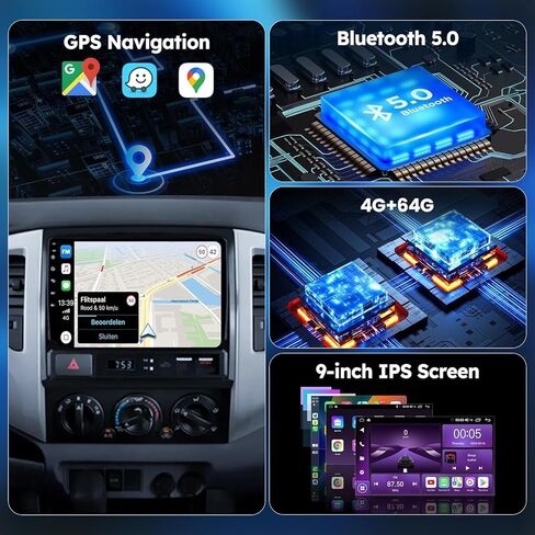 ترقية وحدة رأس ستيريو راديو Android مقاس 9 بوصات لسيارة Toyota Tacoma 2005-2015 مع 5G WiFi/CarPlay اللاسلكي/Android Auto/شاشة تعمل باللمس/ملاحة GPS/بلوتوث/راديو FM/كاميرا احتياطية AHD (2G+32G) in Kuwait