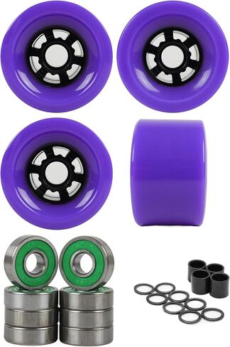 Longboard Wheels 83mm x 52mm 78A Purple 4-Pack with ABEC 7 Bearings, Spacers, and Washers in Saudi Arabia