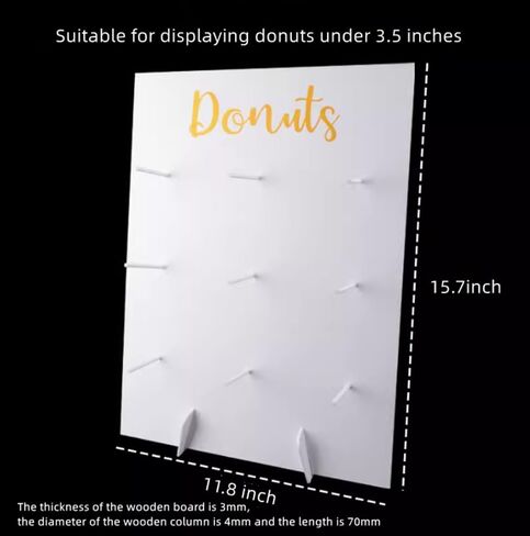 Donut Wall Wood Display Stand Holds 9 Donuts,Reusable Rustic Dessert Table Board Doughnut Holder for Wedding Birthday Family Party Festival Table Decor Will Not Tip Over (Rectangular-White) in Saudi Arabia