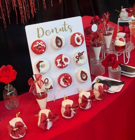 Donut Wall Wood Display Stand Holds 9 Donuts,Reusable Rustic Dessert Table Board Doughnut Holder for Wedding Birthday Family Party Festival Table Decor Will Not Tip Over (Rectangular-White) in Saudi Arabia