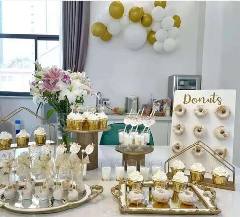 Donut Wall Wood Display Stand Holds 9 Donuts,Reusable Rustic Dessert Table Board Doughnut Holder for Wedding Birthday Family Party Festival Table Decor Will Not Tip Over (Rectangular-White) in Saudi Arabia