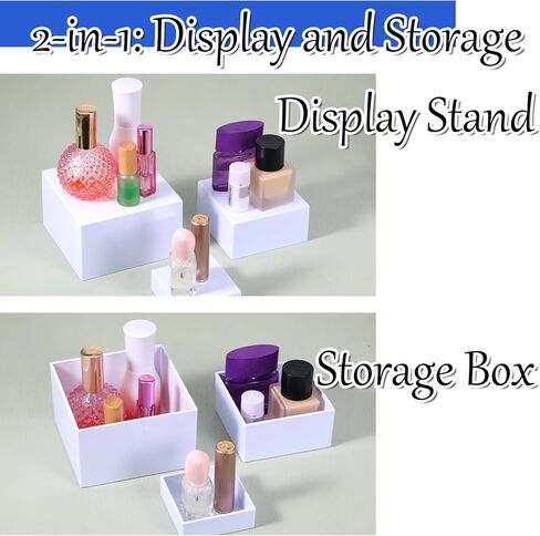 6 Pcs Buffet Risers, Food Risers for Buffet Table, White Acrylic Cube Boxes Display with Hollow Bottoms Display Stand Shelf for Party Cake Dessert Catering Jewelry Collectibles (3"4"5"6"7"8'') in Saudi Arabia