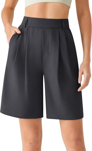 G4Free ShiftReady Shorts for Women Dressy Casual 7" - High Waisted Wide Leg Pleated Shorts with Pockets in Saudi Arabia