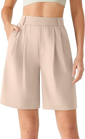 G4Free ShiftReady Shorts for Women Dressy Casual 7" - High Waisted Wide Leg Pleated Shorts with Pockets in Saudi Arabia