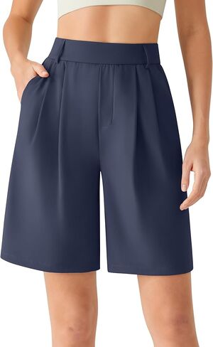 G4Free ShiftReady Shorts for Women Dressy Casual 7" - High Waisted Wide Leg Pleated Shorts with Pockets in Saudi Arabia