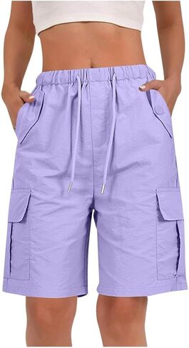 Cargo Shorts Women, Women's Cargo Shorts, Womens Bermuda Shorts with Pockets Bermudas in Saudi Arabia