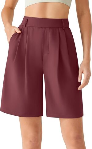 G4Free ShiftReady Shorts for Women Dressy Casual 7" - High Waisted Wide Leg Pleated Shorts with Pockets in Saudi Arabia