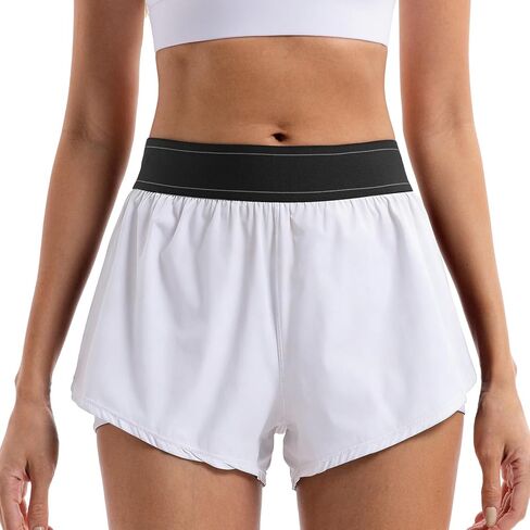 NEXSONIC Athletic Shorts for Women High Waist 3 Inch Running Shorts with Linear Workout Active Gym Shorts in Kuwait