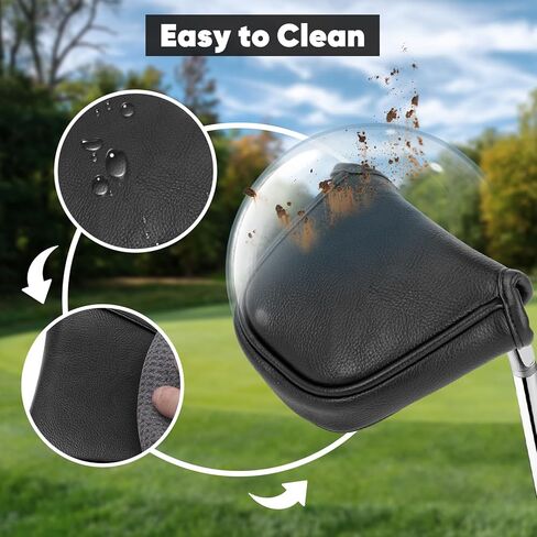 Golf Putter Cover Leather Mallet Putter Headcover Golf Club Covers with Magnetic Closure for Most Brand (for Mallet) in Saudi Arabia