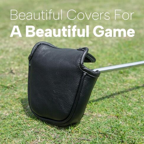 Golf Putter Cover Leather Mallet Putter Headcover Golf Club Covers with Magnetic Closure for Most Brand (for Mallet) in Saudi Arabia