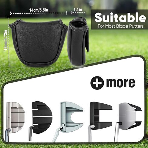 Golf Putter Cover Leather Mallet Putter Headcover Golf Club Covers with Magnetic Closure for Most Brand (for Mallet) in Saudi Arabia
