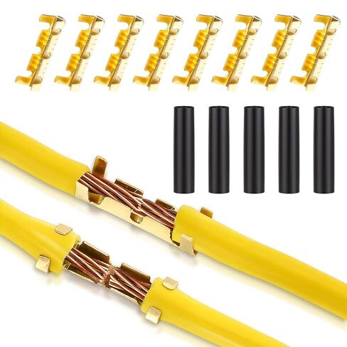200Pcs U Shape Copper Ring Terminals, Open Barrel Crimp Terminals with Heat shrinkable Tube, Wire Crimps Butt Connector ​for Electricity Automotive in Saudi Arabia