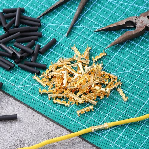 200Pcs U Shape Copper Ring Terminals, Open Barrel Crimp Terminals with Heat shrinkable Tube, Wire Crimps Butt Connector ​for Electricity Automotive in Saudi Arabia