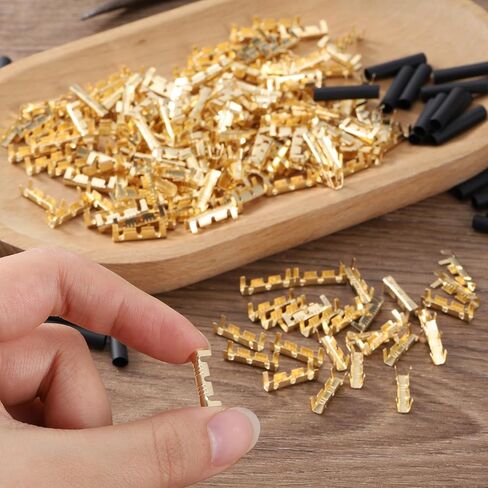 200Pcs U Shape Copper Ring Terminals, Open Barrel Crimp Terminals with Heat shrinkable Tube, Wire Crimps Butt Connector ​for Electricity Automotive in Saudi Arabia