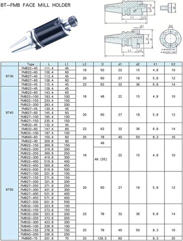 Face Mill Shell Arbor,32mm Mill Holder for Milling Machine 300R/400R/EMR CNC Milling Cutter BT40-FMB3-60mm in Kuwait