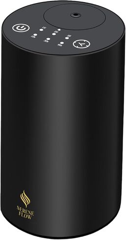 Waterless Essential Oil Diffuser, battery-operated cordless aromatherapy diffuser with timer & 3 mist levels. For car, home, office, yoga studio, nursery, bedrooms, and pet areas. Black aluminum alloy in Saudi Arabia
