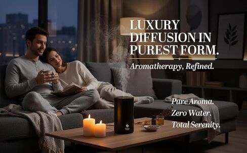 Waterless Essential Oil Diffuser, battery-operated cordless aromatherapy diffuser with timer & 3 mist levels. For car, home, office, yoga studio, nursery, bedrooms, and pet areas. Black aluminum alloy in Saudi Arabia