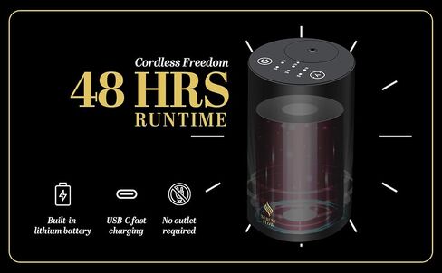 Waterless Essential Oil Diffuser, battery-operated cordless aromatherapy diffuser with timer & 3 mist levels. For car, home, office, yoga studio, nursery, bedrooms, and pet areas. Black aluminum alloy in Saudi Arabia