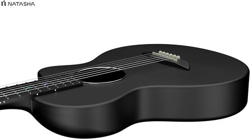 جيتار صوتي من ألياف الكربون من ناتاشا، جيتار من النايلون مقاس 38 بوصة، جيتار متين رفيع للغاية مكون من 6 أوتار للمبتدئين (أسود) in Kuwait