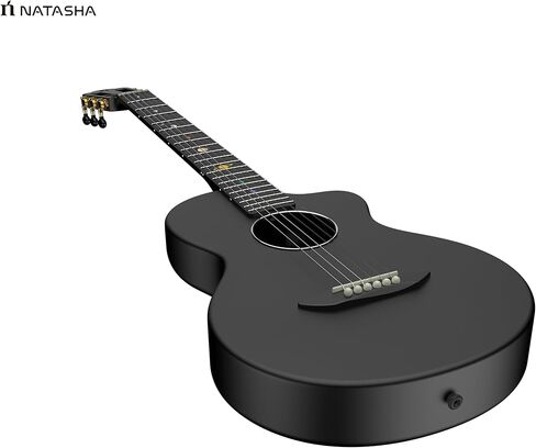 جيتار صوتي من ألياف الكربون من ناتاشا، جيتار من النايلون مقاس 38 بوصة، جيتار متين رفيع للغاية مكون من 6 أوتار للمبتدئين (أسود) in Kuwait