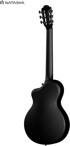 جيتار صوتي من ألياف الكربون من ناتاشا، جيتار من النايلون مقاس 38 بوصة، جيتار متين رفيع للغاية مكون من 6 أوتار للمبتدئين (أسود) in Kuwait