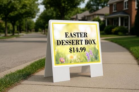 Easter Dessert Box $14.99 Spring Flowers Yellow Field Directional Arrows A-Frame Double Sided 23x23 in. sign in Kuwait