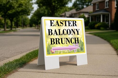 Easter Balcony Brunch Spring Flowers Yellow Field Up Arrows A-Frame Single Sided 23x23 in. sign in Saudi Arabia
