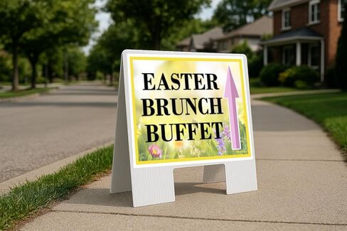 Easter Brunch Buffet Spring Flowers Yellow Field Up Arrows A-Frame Single Sided 23x23 in. sign in Kuwait
