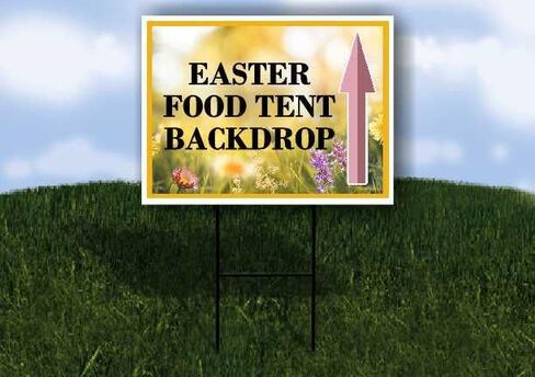 Easter Food Tent Backdrop Spring Flowers Yellow Field Directional Arrows A-Frame Double Sided 23x23 in. sign in Saudi Arabia