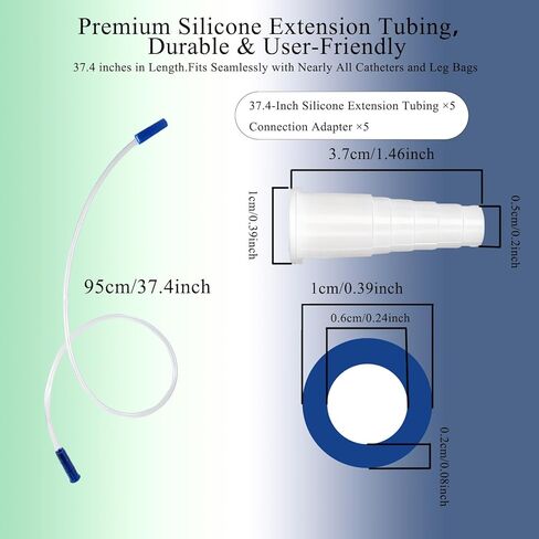 5 Pack External Catheter Extension Tubing 37" - Disposable Flexible Anti-Kink Urinary Hose, Universal Catheter Tube for Most Drain Bags, Suitable for Men Women in Saudi Arabia