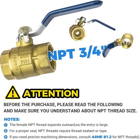 صمام كروي نحاسي IPS مقاس 3/4 بوصة - منفذ كامل للخدمة الشاقة للغاز الطبيعي المسال وغاز البترول المسال - مع مقبض قفل أزرق (الاستخدام الصناعي والتجاري) in Kuwait