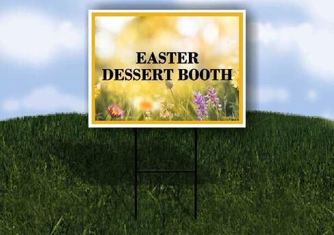 Easter Dessert Booth Spring Flowers Yellow Field Up Arrows A-Frame Single Sided 23x23 in. sign in Kuwait