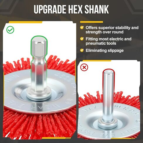 DTGN Wire Pen Cup Brush Set for Drill - 8 Pcs - Coarse Nylon Crimping Drill Wire Brush(0.05" Wires Size) - 1/4 Inch Hex Shank - Good for Cleaning Rust Paint Abrasive(0.7-4" Dia.) in Saudi Arabia