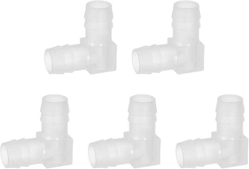 MECCANIXITY 5pcs Hose Barb 90 Degree Elbow l Fitting, 9/16" OD Plastic Hose Barb Pipe Fitting Splicer Mender Joint Adapter for Water Liquid Fuel Line Tube, Clear in Saudi Arabia