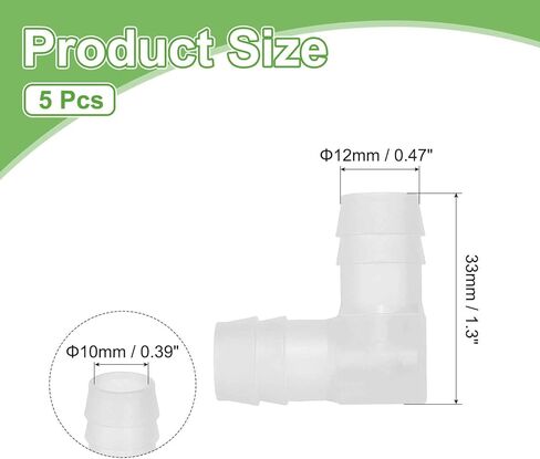 MECCANIXITY 5pcs Hose Barb 90 Degree Elbow l Fitting, 9/16" OD Plastic Hose Barb Pipe Fitting Splicer Mender Joint Adapter for Water Liquid Fuel Line Tube, Clear in Saudi Arabia