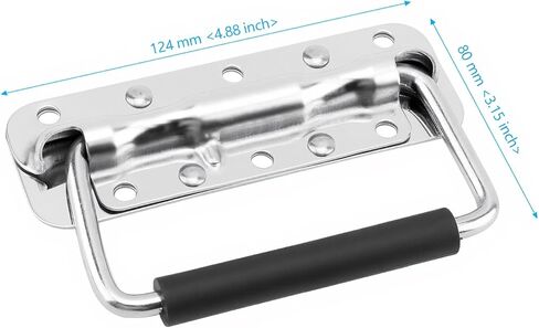 8 Pack 124mm Spring Loaded Case Handle, Folding Pull Handle, Surface Mount Chest Handles with Rubber Grip, Heavy Duty Chest Handle for Flight Case, Speaker, Cabinet, Silver in Saudi Arabia