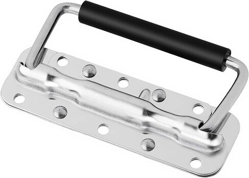 8 Pack 124mm Spring Loaded Case Handle, Folding Pull Handle, Surface Mount Chest Handles with Rubber Grip, Heavy Duty Chest Handle for Flight Case, Speaker, Cabinet, Silver in Saudi Arabia