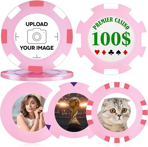 100-500 شريحة بوكر مخصصة، 5 متاحة، صورة أو شعار مطبوع بالألوان الكاملة، وضع التصميم على شريحة بلاستيكية، مجموعة لرموز البار، الحفلات، الزفاف in Kuwait