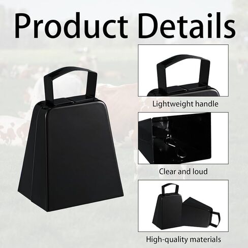 15 Pcs Metal Cowbells with Handle 4 Inch Black Cow Bells Noise Makers Hand Percussion Cowbells Loud Cheering Bells for Sporting Events Football Games Wedding Cheering Party School Celebrations (Black) in Kuwait