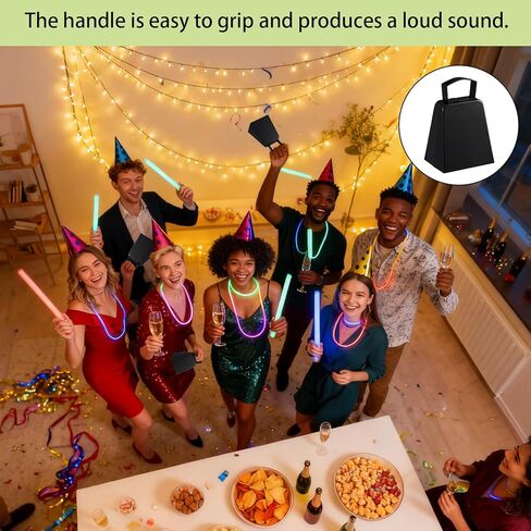 15 Pcs Metal Cowbells with Handle 4 Inch Black Cow Bells Noise Makers Hand Percussion Cowbells Loud Cheering Bells for Sporting Events Football Games Wedding Cheering Party School Celebrations (Black) in Kuwait