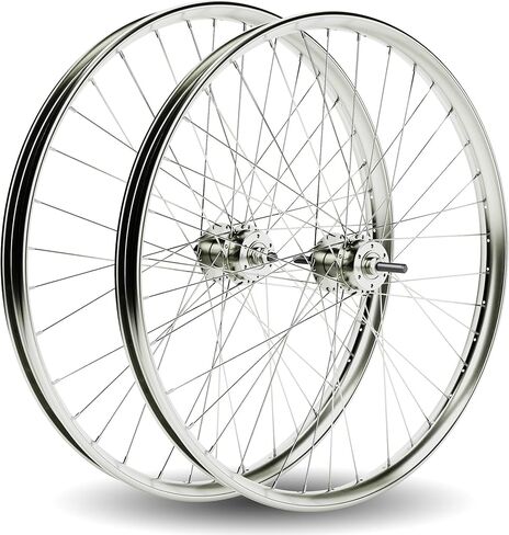 مجموعة عجلات دراجة BBR Tuning Heavy Duty مقاس 12 مقاس 26 بوصة × 1.25 بوصة - عجلة دراجة - دراجة جبلية - فرامل قرصية حرة جاهزة - حافة فضية in Kuwait