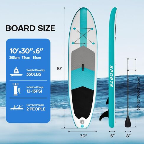 لوح التجديف القابل للنفخ من بانانا مقاس 10'/10'8''x30''/32''x6'' iSUP غير قابل للانزلاق للبالغين والمبتدئين والشباب، مع حقيبة ظهر بمقود زعانف مضخة مجداف in Saudi Arabia
