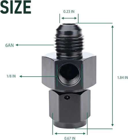 8AN Male Flare to -8 Female Swivel with 1/8 NPT Gauge Port Fuel Pressure Gauge Take Off Fitting Adapter Anodized Black.（2PCS） in Saudi Arabia
