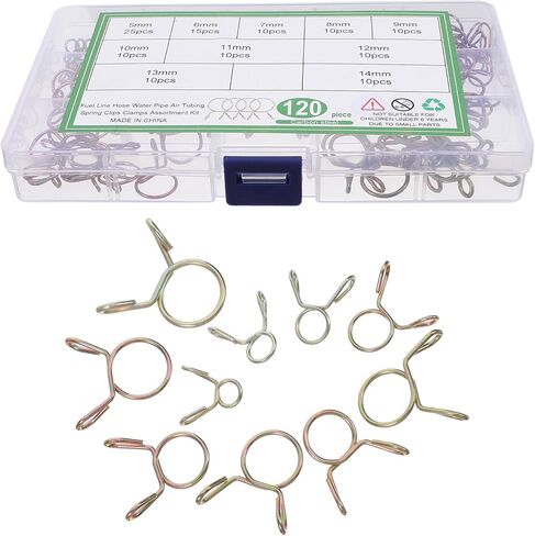Didiseaon 120pcs Color Zinc Plated Spring Hose Clamps Set, Small Tubing Clips for Water, Air, Fuel Hoses, Heavy Duty Transmission and Tube Clamps Kit for Plumbing and Automotive Use in Saudi Arabia