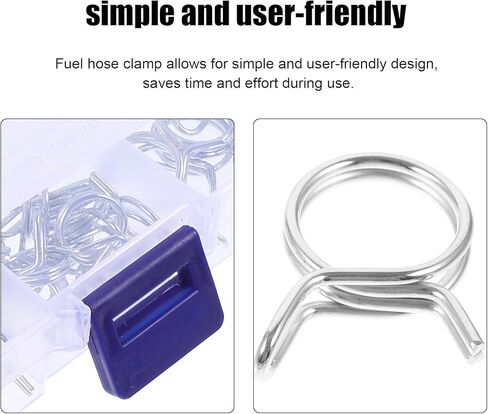 BESTYASH 70pcs Double Wire Coil Hose Clamps Φ6-φ18 Fuel Line Clips for Motorcycle Automotive, Steel Coil Hose Clamps for Fuel and Water Pipes in Kuwait